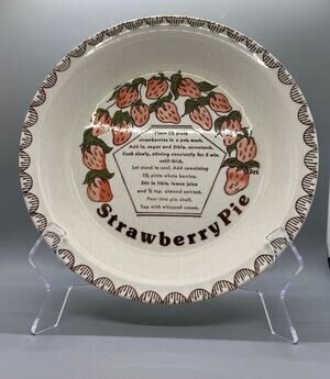 Vintage Stoneware Strawberry Pie Plate / Recipe Plate Signed Dee